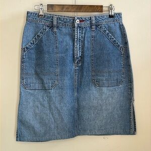 ROUTE 66 BLUE DENIM JEAN KNEE LENGTH SKIRT WITH POCKETS